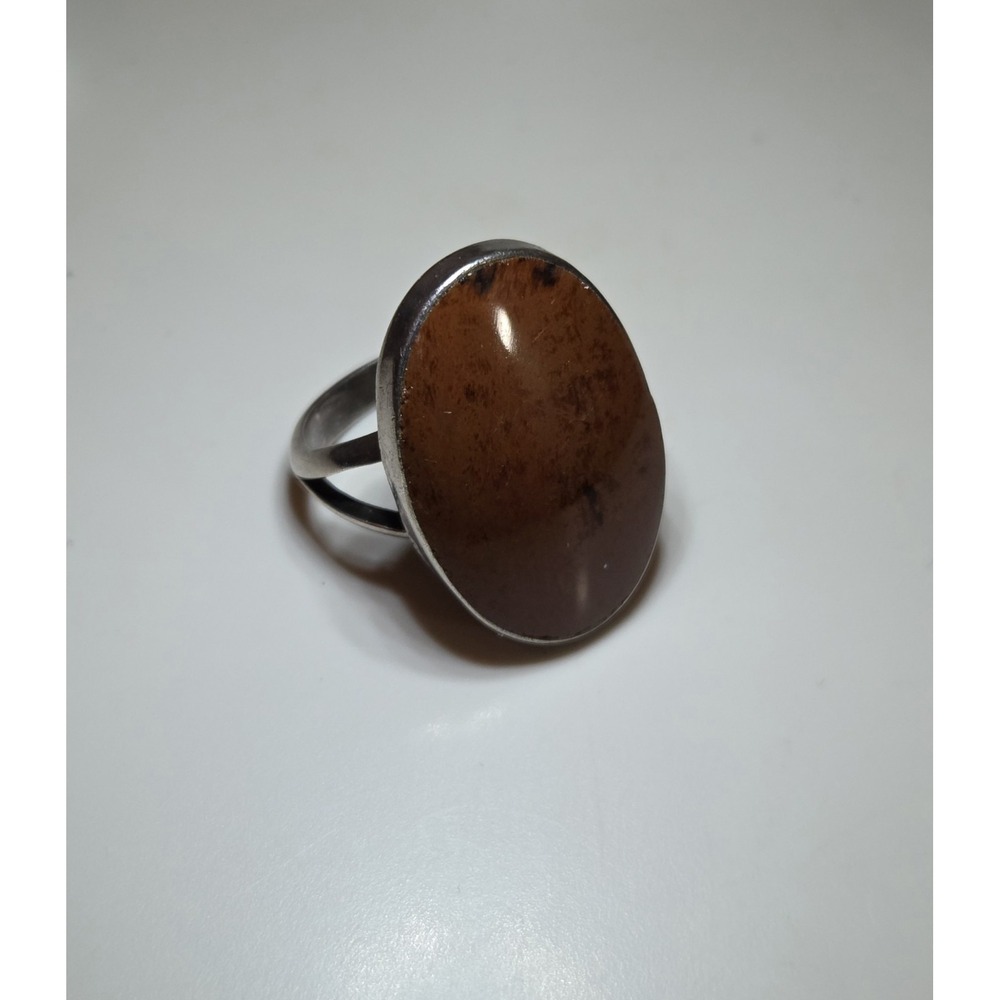 Vintage Sterling Silver & Jasper Statement Ring Signed AZ 925 Mexico Size 6